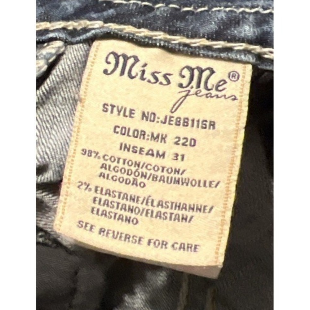 Miss Me Signature Embroidery Destroyed Pocket LowRise Skinny Jeans SZ 26 (28x31) - Picture 7 of 11